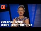 Brie Larson wins Best Female Lead at the 2016 Film Independent Spirit Awards