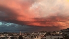 Lightning Strikes as Red Skies Roll Into San Francisco