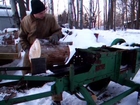Hay baler wood splitter, John Deere 14T, split wood fast