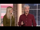 light explodes on crew member in the hub scaring Holly & Phil - This Morning 23rd October 2012