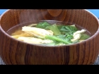 Miso soup with potato and komatsuna and Aburaage✿Japanese Food Recipes TV
