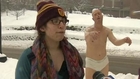 Odd half-naked statue pops up at US college