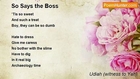 Udiah (witness to Yah) - So Says the Boss