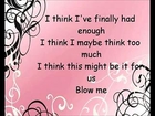 Pink - Blow Me One Last Kiss Lyrics